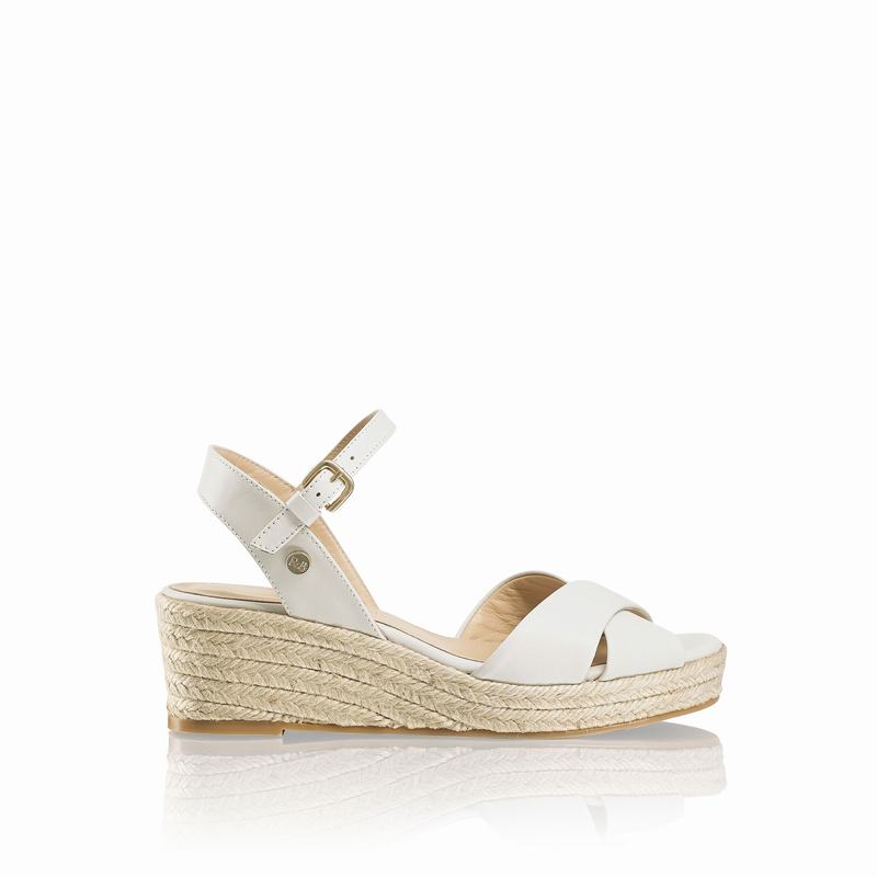 Russell & Bromley Gelato Crossover Low Jute Wedge Women's White [AAV4585GE]